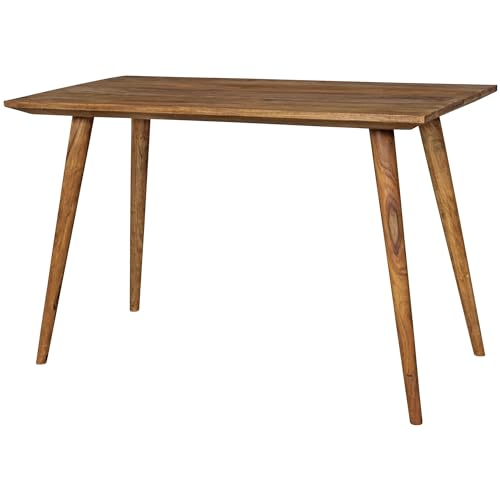 FineBuy Esszimmertisch Sheesham rustikal Massiv-Holz, Design Landhaus Esstisch, Tisch für Esszimmer klein, 4-6 Personen