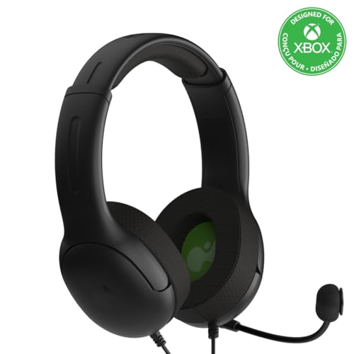 PDP Gaming LVL40 Stereo Kopfhörer mit Mic für Xbox One, Series X|S - PC, iPad, Mac, Laptop Compatible - Noise Cancelling Microphone, Lightweight, Soft Komfort On Ear Kopfhörer, 3.5 mm Jack - Schwarz