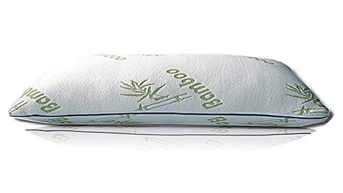 Bergmann Weiches Kopfkissen mit Bambusbezug, 40x80cm, kuscheliges Schlafkissen mit 1400 gr Polyester-Füllung + Gratis Baumwolle-Bezug