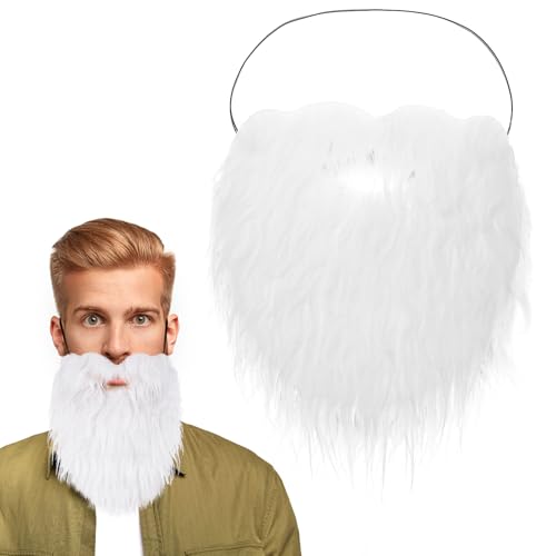 Yolev Gefälschte Bärte Bart Kostüm Fake Bart Falscher Schnurrbart Party-Künstlicher Weißer Bärt Weihnachtsmann Whisker für Geburtstagsparty Erwachsene(Weiß)