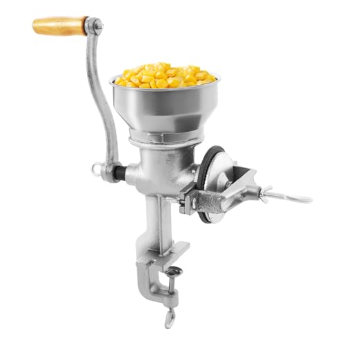 Manuelle Getreidemühle aus Edelstahl Handkurbel mit Tischklemmen-Design, 13 cm großer Trichter, einstellbare Kornmühle Handkaffeemühle für Nüsse, Kaffee, Getreide, Samen, Mais und Gewürze