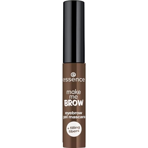 essence cosmetics make me BROW eyebrow gel mascara, Augenbrauen, mit Füllfasern, Nr. 05 Chocolaty Brows, braun, definierend, gelig, vegan, Mikroplastik Partikel frei, Nanopartikel frei (3,8ml)