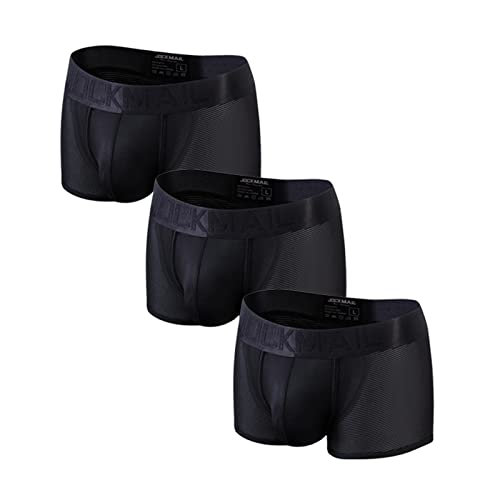 Faringoto Herren Sexy Unterwäsche Boxershorts Eisseide Atmungsaktiv Mesh Schnell Trocknend Sport Shorts, 3black, M