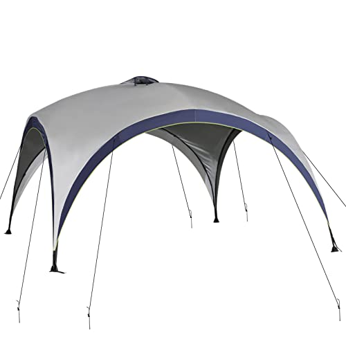 Outsunny Garten Pavillon Gartenzelt Festzelt Partyzelt Sonnenschutz wetterfest Metallstange + Polyester Cremeweiß + Blau 4 x 4 x 2,5 m