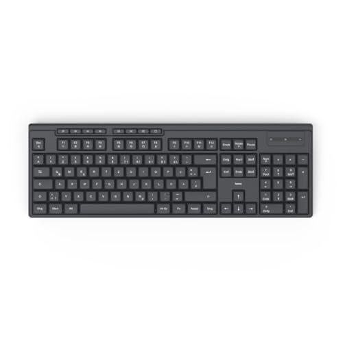 Hama Funktastatur WK-200 (Tastatur kabellos, mit Batterien, ergonomisches Tippgefühl, leise Tasten, verstaubarer USB Empfänger, Multimedia Tasten, Nummernblock, deutsches QWERTZ-Layout) schwarz