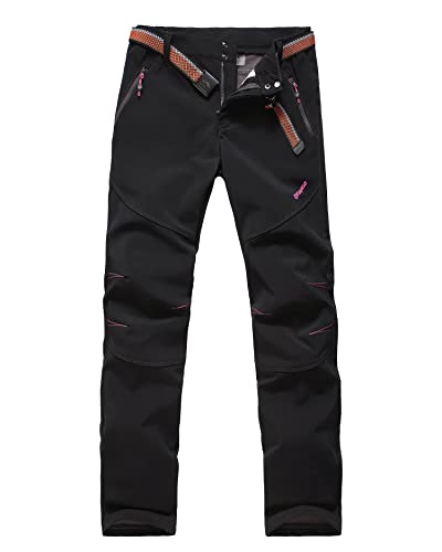 VERTAST Damen Wanderhose Warm Gefüttert Winddicht Winter Softshellhose Skihose Snowboardhose Trekkinghose Outdoorhose zum Wandern und für viele Outdoor-Aktivitäten, Schwarz, M/38
