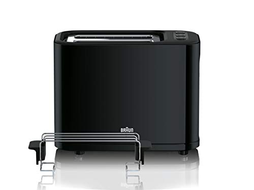 Braun Household HT 3010 BK Toaster | Doppelschlitz | Herausnehmbare Krümelschublade | Aufwärm- und Auftaufunktion | 7 Röstgrade | Separater Brötchenaufsatz | Schwarz