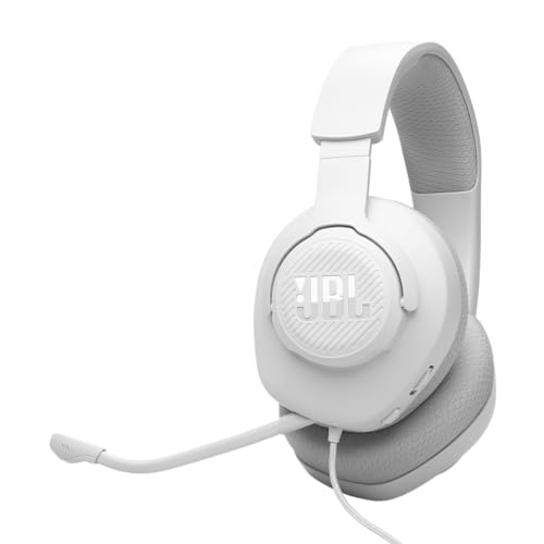 JBL Quantum 100M2 Kabelgebundenes Over-Ear Gaming Headset mit JBL QuantumSOUND Signature, 3,5-mm-Klinke, Multi-Plattform-Kompatibilität und abnehmbarem Mikrofon mit Stummschaltungsoption, Weiß