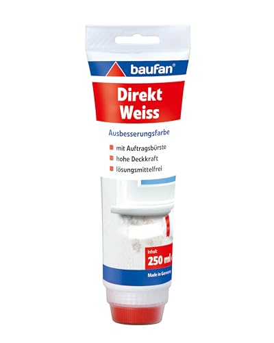 Baufan Direkt Ausbesserungsfarbe, Weiß mit Auftragsbürste, 250 ml