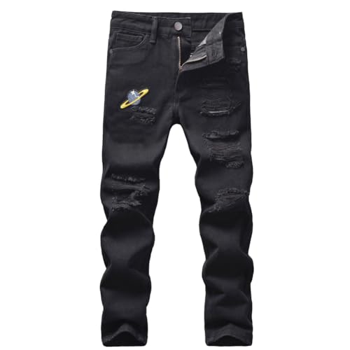 Hovershoes Jungen Denim Jeans Skinny Fit Zerrissen Destroyed Distressed Fashion Kinder Jeanshose Lässige gerade Bootcut Hose Hosen für 5-13 Jährige