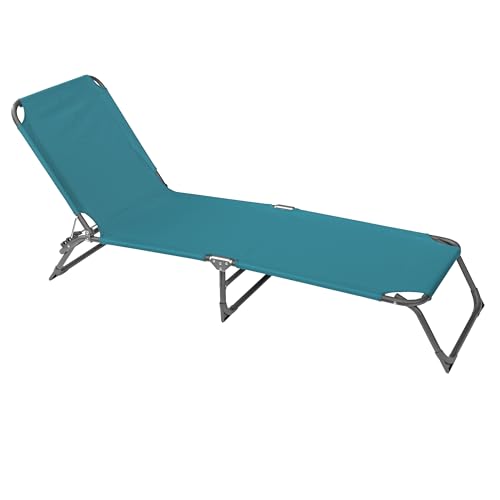 Sonnenliege Dreibein | ca. 188 x 55 x 25 cm | leicht, tragbar und klappbar | verstellbare Rückenlehne | wetterfest | stabiles Stahlrohr | ideal als Gartenliege, Strandliege | ohne Dach (petrol)