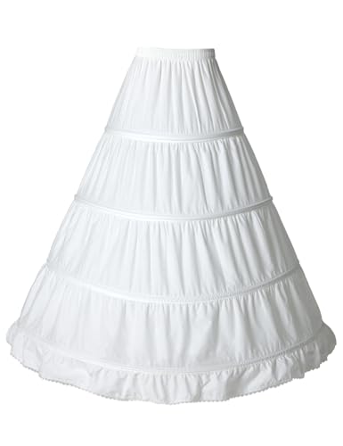BEAUTELICATE Damen Reifrock Brautkleid A-Linie Petticoat Unterröcke Baumwolle Lang Vintage für Hochzeit Mittelalterliche Viktorianische Kleid Karneval Cosplay (Elfenbein, 42-44)