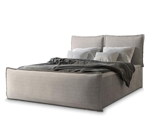 Masseno Boxspringbett Monta 180x200 cm Komplett-Set mit Matratze und Topper, Polsterbett mit Zwei Bettkästen -Beige, Lincoln 83