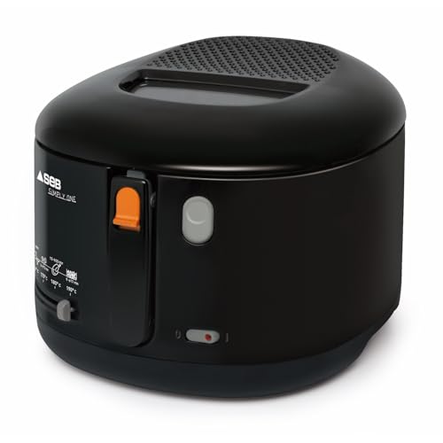 Tefal FF1608 Simply One Elektrische Fritteuse | XL Fassungsvermögen für bis zu 1,2 kg Pommes | exklusives Kühlwandsystem | spülmaschinenfeste Teile | Sichtfenster | einstellbares Thermostat | Schwarz