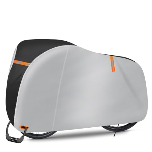 Fahrradabdeckung Wasserdichte - 210D Oxford-Gewebe Hochwertige Regenfeste Fahrradabdeckung - 200 x 110 x 70 CM, Robuste Fahrrad Plane mit Aufbewahrungsbeutel, Ideal für Outdoor-Schutz
