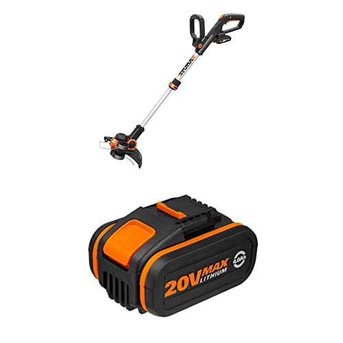 WORX WG163E.1 20V Akku-Rasentrimmer –​​ Inkl. Li-Ion Akku, Ladestation & WA3553 Akku 20V – Wiederaufladbarer, leistungsstarker Akku mit integrierter Ladestandanzeige für alle WORX Geräte