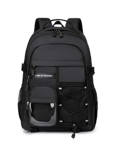 Lmwzh schulrucksack teenager schulranzen jungen laptop rucksack Mädchen wasserdicht schultasche(Schwarz)