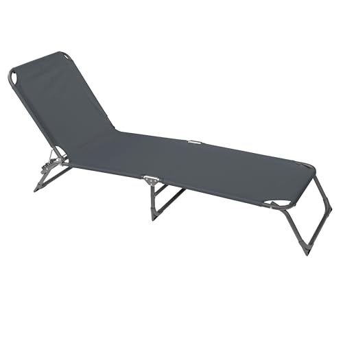 Sonnenliege Dreibein | ca. 188 x 55 x 25 cm | leicht, tragbar und klappbar | verstellbare Rückenlehne | wetterfest | stabiles Stahlrohr | ideal als Gartenliege, Strandliege | ohne Dach (anthrazit)
