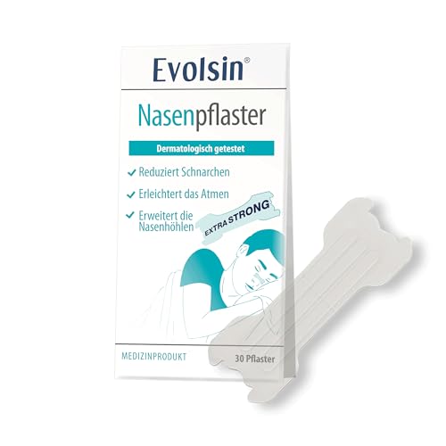 Evolsin® Anti Schnarch Nasenpflaster I WISSENSCHAFTLICH BESTÄTIGT I Schnarchstopper für besseres Atmen bei Schnarchen, Sport oder Erkältung I Effektiv Schnarchen verhindern