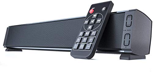 Yangers Kabelloser Bluetooth 5.0 Soundbar Lautsprecher für TV mit Fernbedienung, True Wireless 20 W USB wiederaufladbar eingebautes Mikrofon für Heimkino Audio PC TV Telefon Laptop