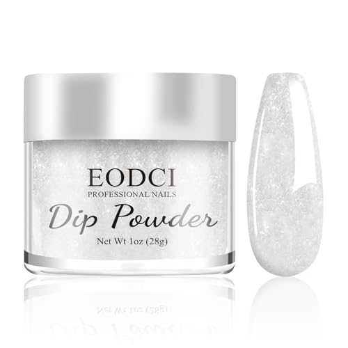 EODCI 1 Oz/28g Dipping Powder Nails, Dip Pulver Nagel Starter Kit Weiß Dipping Powder Acryl Nail Puder Glitzer Powder für Nails Art Maniküre DIY Salon