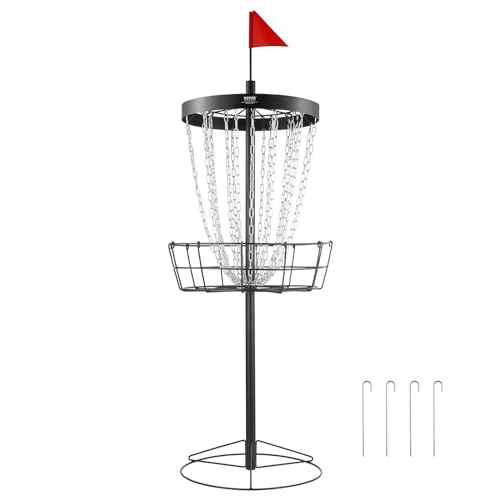 VEVOR Discgolf-Korb, Disc Golf Scheiben Set, mit 24 Ketten, Übungsständer aus Stahl für Discgolf-Körbe, Profi-Golfkorb-Set Outdoor & Indoor Satz inkl. 6 Stück Wurfscheibe, Schwarz