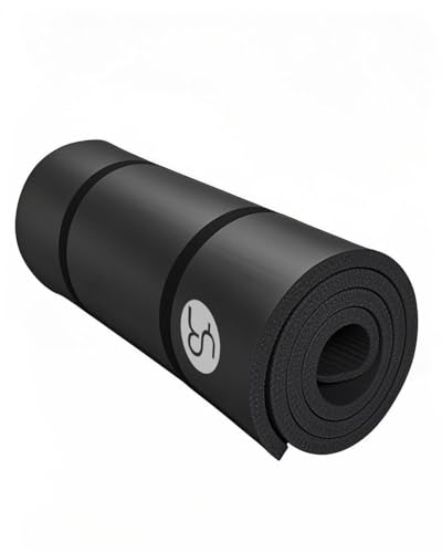 Yoga Matte 20mm Extra Dick Gymnastikmatte 195×61cm NBR Sportmatte Übungsmatte für Pilates Gym Workout Zuhause mit Tragetasche Schwarz