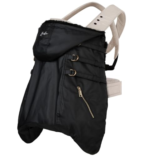 ROOKIE Babytragen Wintercover (Black) - Größe 56-96 - Weiches Kunstfell als Innenfutter - Wind & Wasserabweisendes Lederimitat - Passt für alle Modelle
