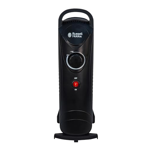 Russell Hobbs RHOFR3001, 650 W, ölgefüllte, tragbare Elektroheizung, 5 Lamellen, schwarz, einstellbarer Thermostat, Sicherheitsabschaltung, 10 m², Raumgröße