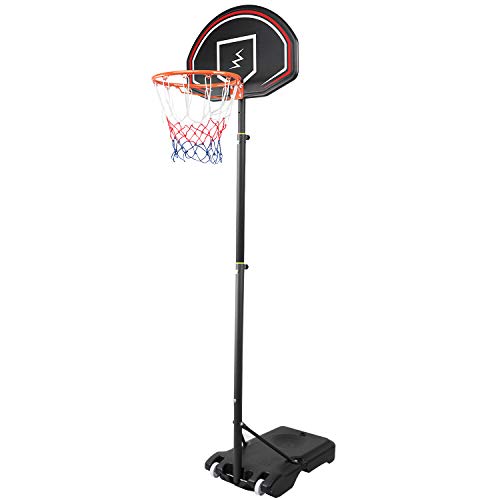 YOLEO Basketballkorb für Kinder, 1,6 bis 2,1 Meter höhenverstellbar Basketballständer Korbanlage beweglich Outdoor und Haus Basketball-Ständer bis 12 Jahre
