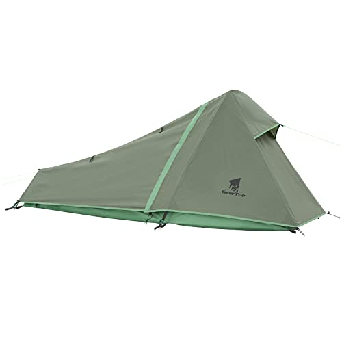 GEERTOP Bivvy Biwaksack Trekkingzelt Campingzelt Zelt Minipack Leicht - 213 x 101 x 91 cm H (1,5kg) -1 Person 3 bis 4 Jahreszeiten für Outdoor-Camping Wandern Reisen und Klettern