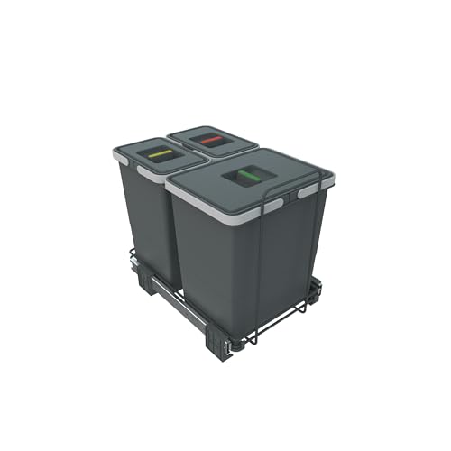 Elletipi PF01 34B1 Abnehmbarer, differenzierter Abfalleimer mit Standfuß, Innenvolumen 18 + 8 + 8 Liter