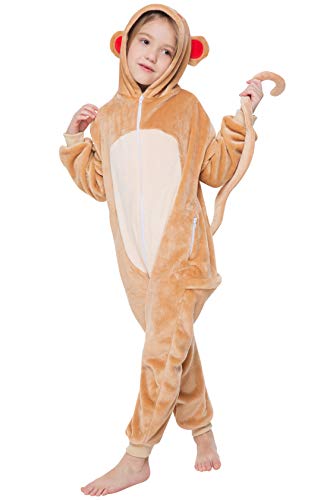 corimori - Louis der AFFE Kinder Jungen Mädchen Onesie Jumpsuit Anzug Kostüm Verkleidung (Gr. 110-130 cm), Hellbraun