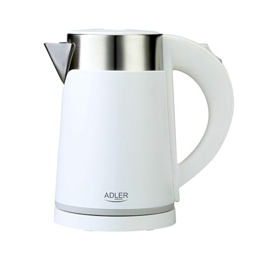 Adler - Kompakter Edelstahl Wasserkocher 0,6 L - Elektrischer Mini Reisewasserkocher Weiß - Kabellos und Schnellkochend - Ideal für Camping und Unterwegs - Intelligenter Kettle für ältere Menschen