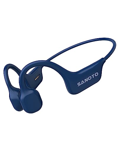 SANOTO Knochenschall Kopfhörer, Open Ear Kopfhörer Bluetooth 5.3 Bone Conduction Kopfhörer Kabellos IPX7 wasserdichte Schweißfeste Sportkopfhörer Kopfhörer für Läufer Fahrrad Radfahren Fitness