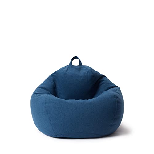 Lumaland Sitzsack Comfort Line | Indoor Beanbag 70x80x50cm mit mehr als 1 Mio. anpassbaren EPS-Perlen | Weiches & Komfortables Bodenkissen | Sessel für Kinder & Erwachsene | 120 L Volumen [Dunkelblau]