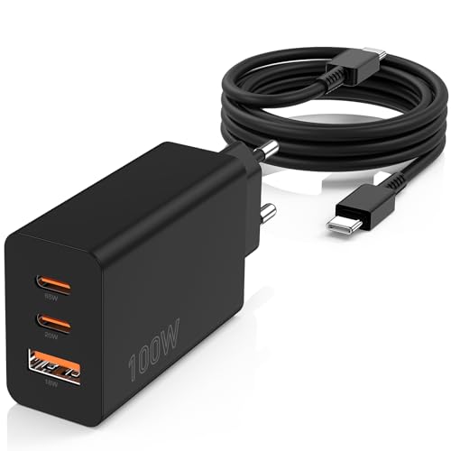 100W USB C Ladegerät, USB-Schnellladenetzteil Kompatibel mit iPhone 16/15/iPhone 15 Plus/iPhone 15 Pro/iPhone 15 Pro Max/iPad, Samsung Series und mehr (mit 20cm USB-C Kabel)