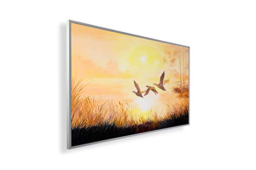 Bild-Infrarotheizung ✓ HD Qualität mit 5 Jahre Herstellergarantie ✓ Tolle Motive ✓ überhitzungsschutz ✓ inkl. Thermostat ✓ 130W ✓ Motiv: 108. Vögel Ölgemälde