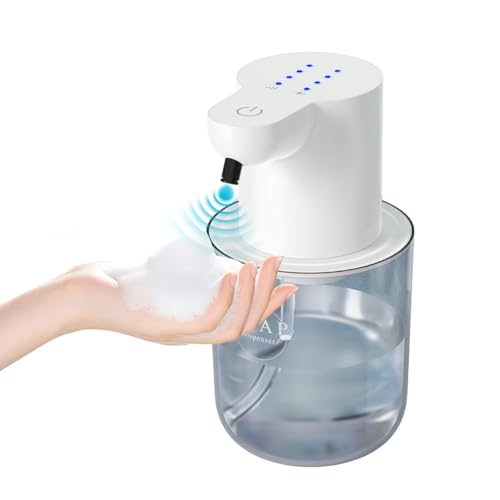 YSWOVUO 400ML Seifenspender Automatisch mit Sensor, Seifenspender Elektrisch, Wandmontierbar Soap Dispenser, 4-Stufig Einstellbares Flüssigkeitsvolumen, Wasserdicht, für Bad, Küche, Weiß