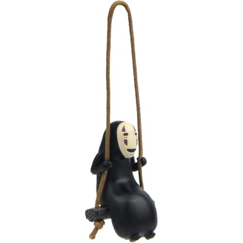FENQURO No Face Man Anime Figuren Spirited Character Figur mit Spielen auf Einer Schaukel Modellstatue für Auto und Rückspiegel Dekoration, Auto Zubehör zum Aufhängen für Männer und Frauen
