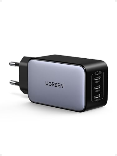 UGREEN Nexode USB C Ladegerät 65W GaN Netzteil mit 3X USB-C-Port Schnellladegerät Kompakt Charger kompatibel mit MacBook Pro/Air, HP Laptop, iPad, iPhone 16, Galaxy S24