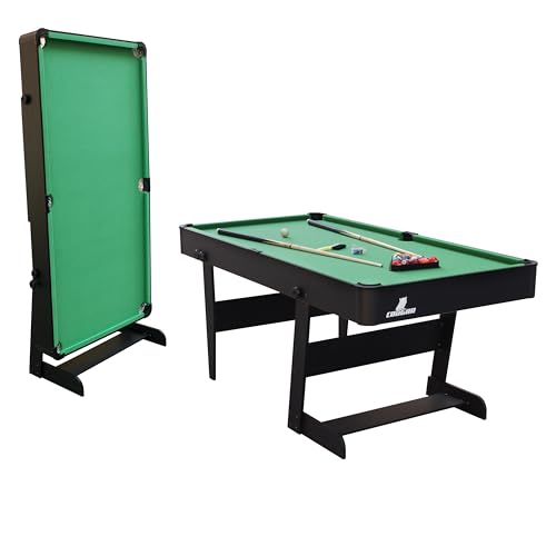 Cougar Hustle XL Billardtisch 6ft in Schwarz/grün | Pooltisch klappbar inkl. Zubehör | Tischbillard für Kinder und Erwachsene | Indoor Pool/Billard Tisch