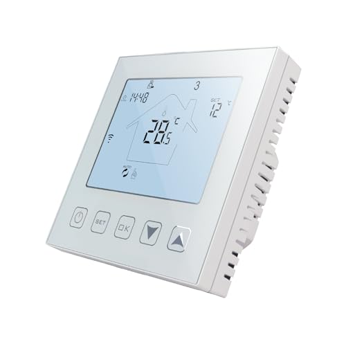 KETOTEK Smart Thermostat Fussbodenheizung Elektrisch WiFi 16A Kompatibel mit Alexa, Raumthermostat Elektrische Fußbodenheizung Digital WLAN 230V mit Smart Life/Tuya APP Steuerung, Weiß, Unterputz