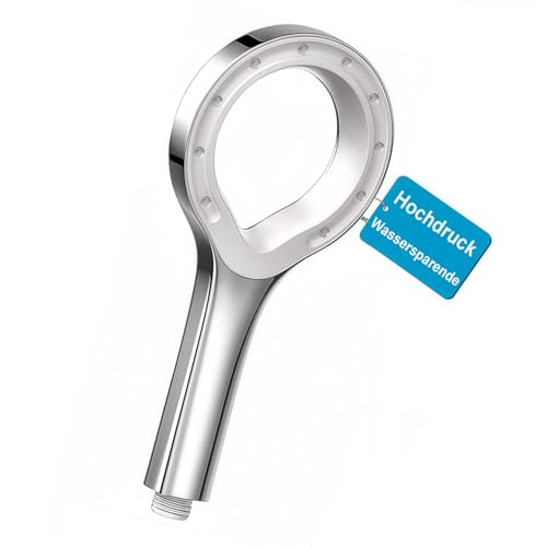 Duschkopf mit Hochdruck und Wassersparen Design, Wassersparender(60%) Hochdruck(220%) Handbrause mit Mist Spray Einzigartiger sternringförmiger Chrom