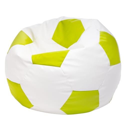 Ecopuf Football | Sitzsack Fussball Größe L 90X55 cm Ideal für Kinder & Erwachsene | Fußball-Sitzsack aus Kunstleder | Sitzkissen Fußball Gefüllt mit Polystyrol (PS) Sitzkissen Gaming Sessel
