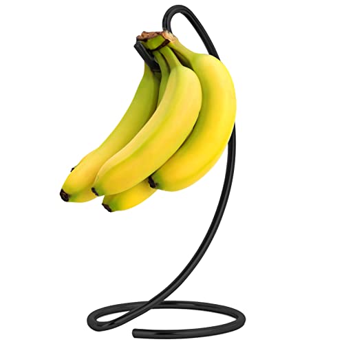 Homeries Bananenhalter, moderner Bananenaufhänger, Baumständer, Haken für Küchenarbeitsplatte, Kupfer-Bananenständer (schwarz)