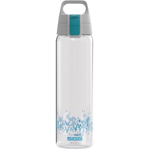 SIGG - Tritan Trinkflasche - Sportflasche Total Clear ONE MyPlanet Aqua - kohlensäurehaltige Getränke - Spülmaschinenfest, Auslaufsicher, Kratzfest - BPA-frei - Sport & Fitness - Blau - 0,75L