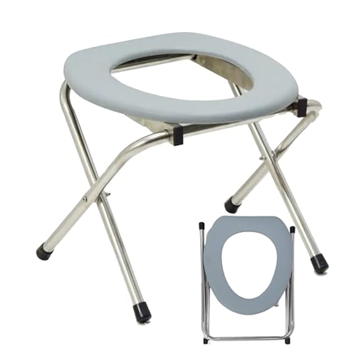 AIRM HEALTH Faltbare Campingtoilette Tragbarer Toilettensitz Leichter Camp-Toilettensitz perfekt für Camping Mobile Klapptoilette Grau Toilettenstuhl Für Ältere Behinderte Menschen