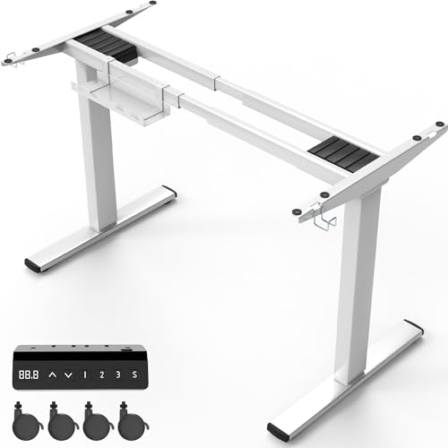 Homall Höhenverstellbarer Schreibtisch Gestell mit 2 Motoren, Elektrisch Schreibtisch Belastbar bis 100KG, Tischgestell Höhenverstellbar, Schreibtischgestell Höhenverstellbar (Weiß)