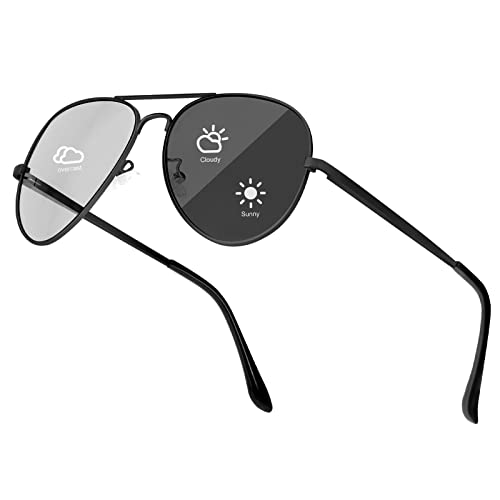 TJUTR Photochrome Sonnenbrille Brille im Pilotenstil Sonnenbrille Autofahren Photochromatisch Sports für UVA UVB-Schutz Metallrahmen Leicht